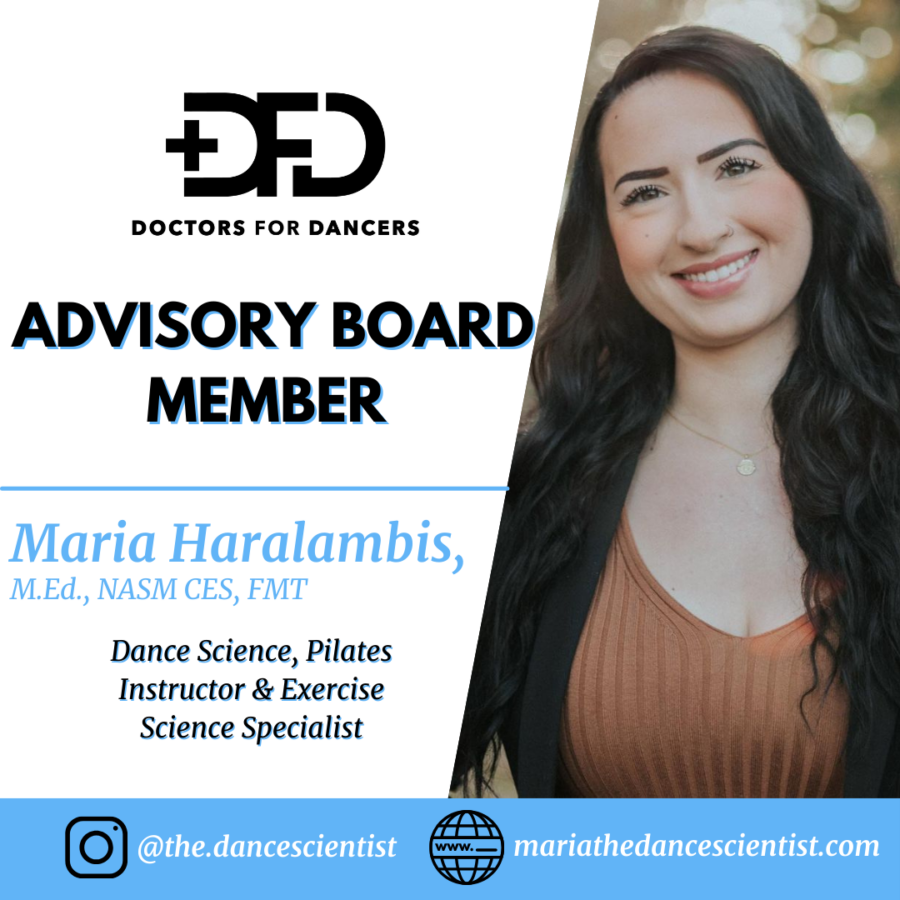 Doctors For Dancers Advisory Board Member Maria Haralambis, M.Ed., NASM CES, FMT