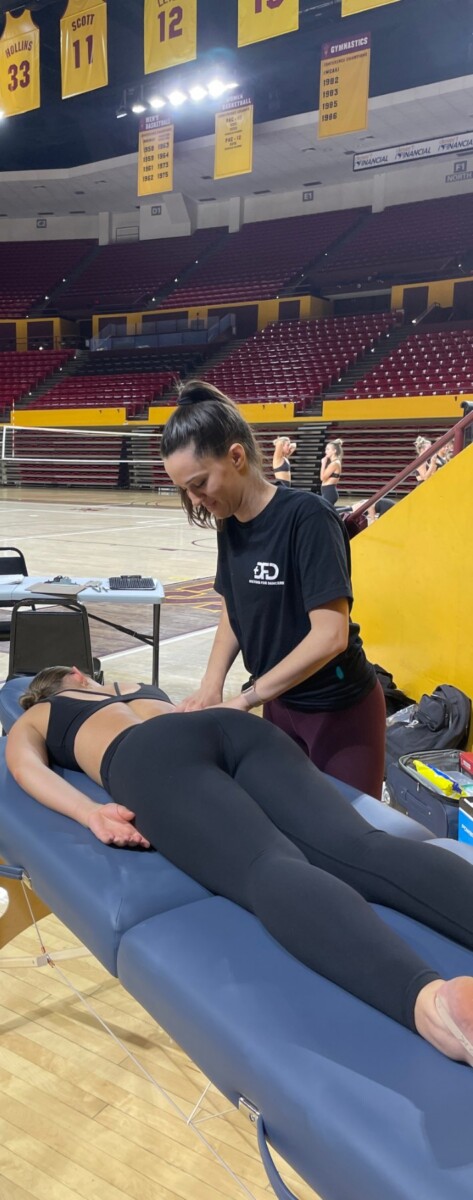 Dr. Lisa Becker-Schmall treating a dancer at Arizona State University